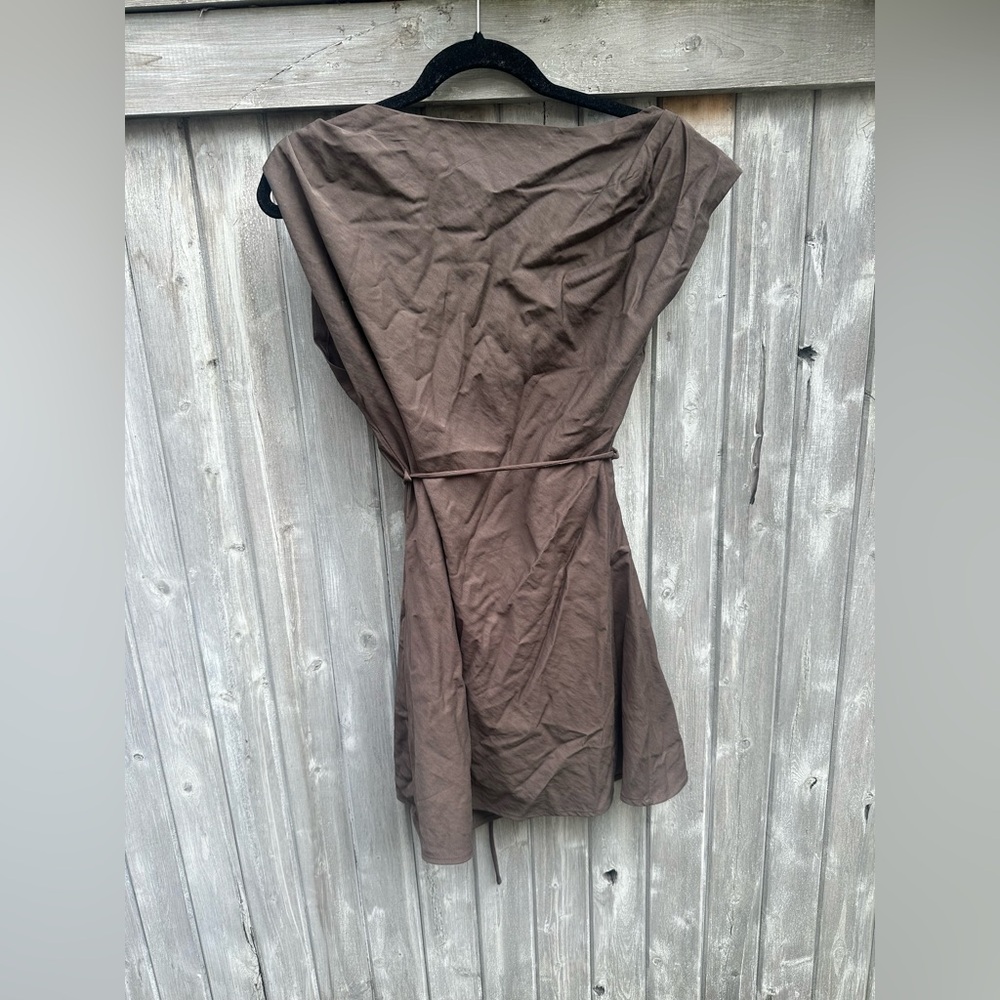 DISSH NWT Marmo Brown Chocolate Draped Mini Dress - Picture 5 of 7